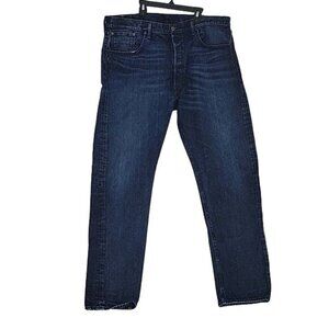 LEVIS 501 CT Mens Dark Wash Button Fly Straight Leg Jeans Size 38x34 Classic Fit